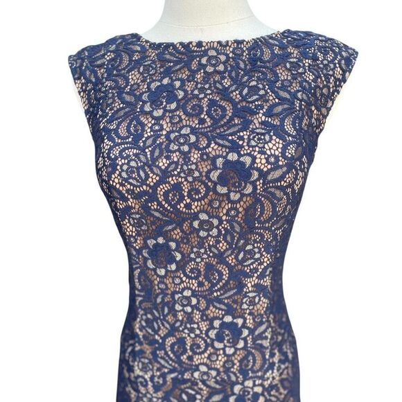 Cece Blue Lace Sheath Dress Size 2 - Picture 2 of 7
